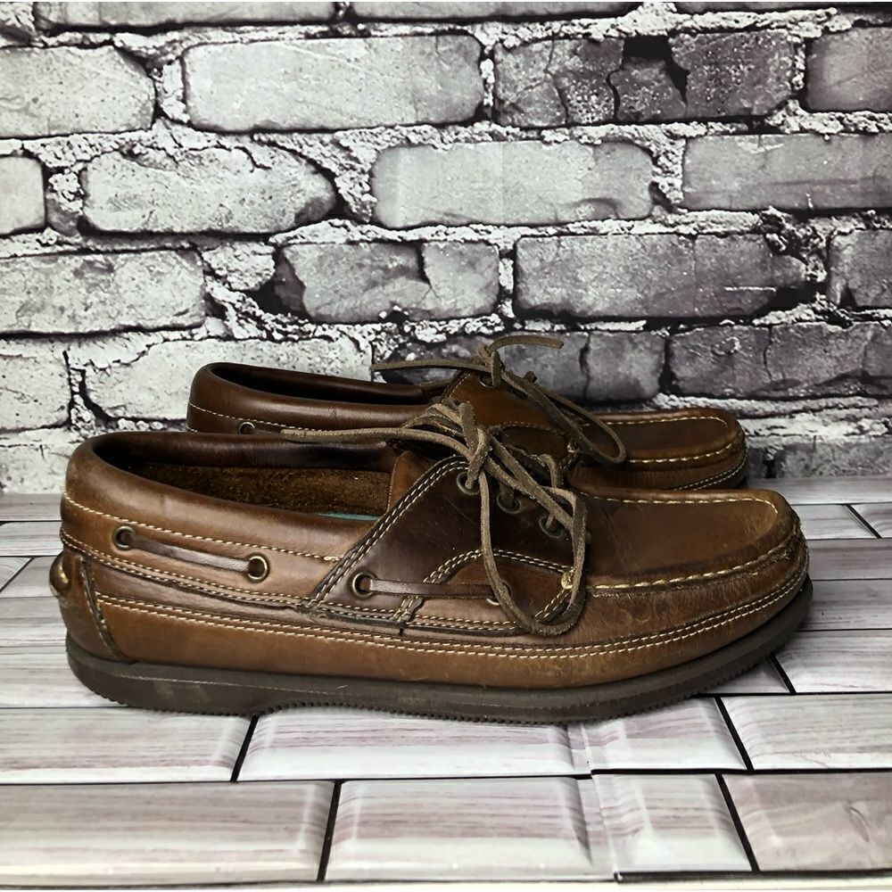 New Terrain Goodyear Brown Genuine Leather Boat Lace Casual Shoes Men Sz 8.5D US - Picture 9 of 15